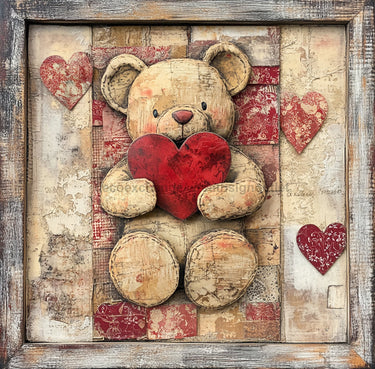 Valentine Sign, Bear Sign, DCO-02228, Sign For Wreath, 10x10 Metal Sign